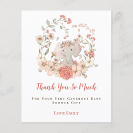 Lámina Baby Shower de Budget Elephant Floral Peach