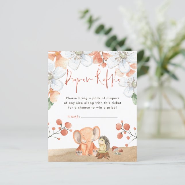 Lámina Baby Shower de Budget Elephant Hedgehog Diaper Raf (Anverso de pie)