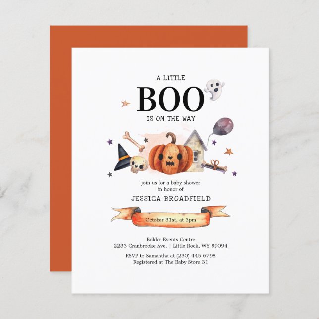 Lámina Baby Shower de Budget Little Boo Halloween (Anverso / Reverso)