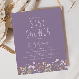 Lámina Baby Shower de Budget Purple Wildflower Boho