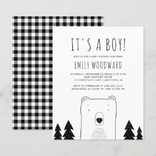 Lámina Baby Shower de Budget Rustic Woodland Bear Boy