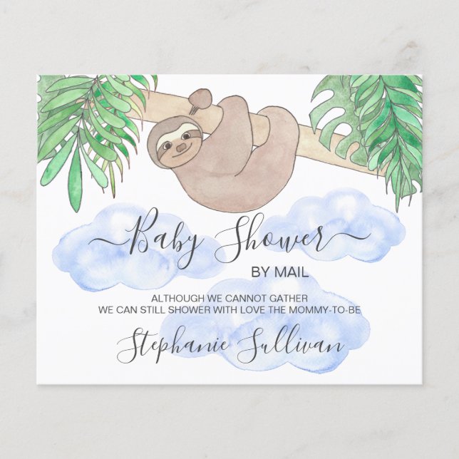 Lámina Baby Shower De Budget Sloth Boy Por Invitación Por (Anverso)