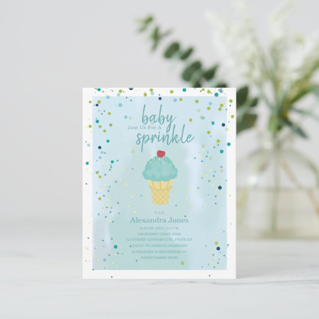Lámina Baby Shower de crema de hielo azul para rociar beb (Anverso de pie)