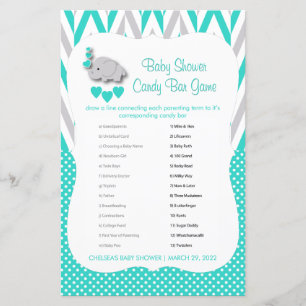 Lámina Baby Shower de Elefante Turquesa y Gris - Candy