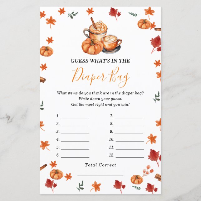 Lámina Baby Shower de especias de calabaza lo que hay en  (Anverso)