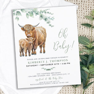 Lámina Baby Shower de fragmento de vegetación de la vaca