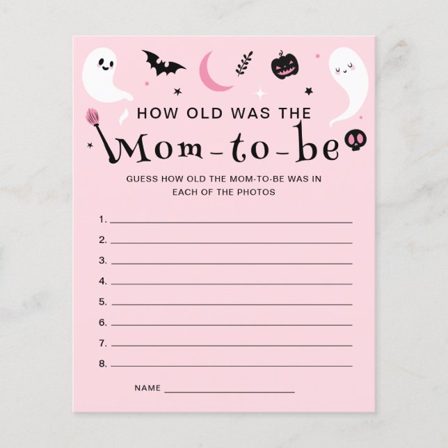 Lámina Baby Shower de Halloween rosa ¿Qué edad tenía el j (Anverso)