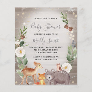 Lámina Baby Shower de invierno de animales de Woodland co