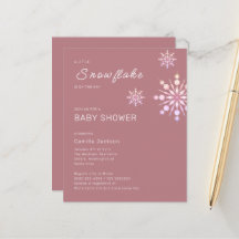 Baby Shower de invierno rosado con copo de nieve