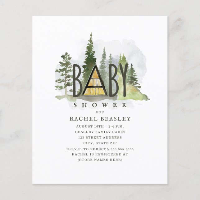 Lámina Baby Shower de la cabina de Woodland de presupuest (Anverso)