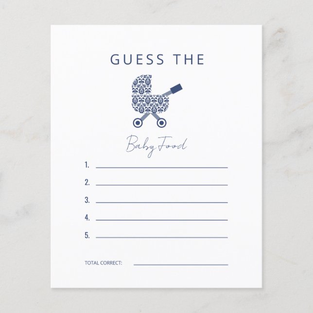 Lámina Baby Shower de la marina damasca adivina el Invita (Anverso)