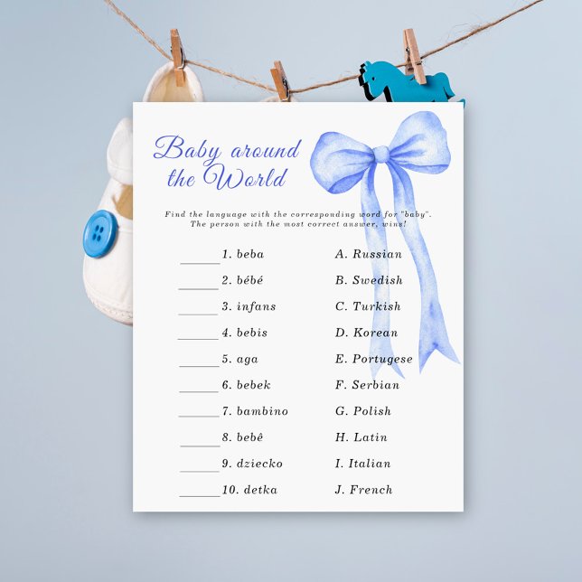 Lámina Baby shower de lazo azul - Juego del bebé alrededo (Subido por el creador)