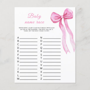 Lámina Baby shower de lazo rosa - Juego de carrera de nom