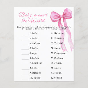 Lámina Baby shower de lazo rosa - Juego del bebé alrededo