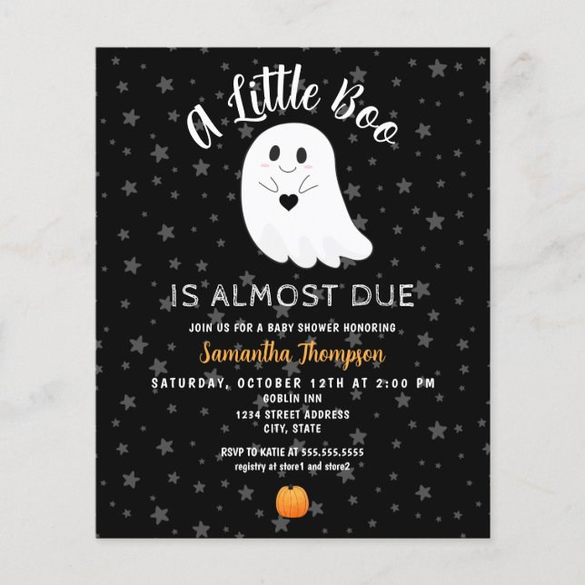 Lámina Baby Shower de Little Boo Budget Halloween (Anverso)