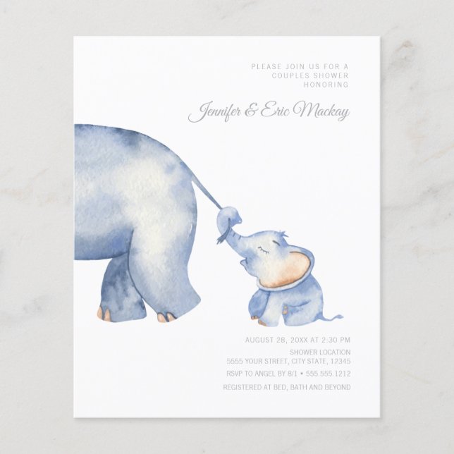 Lámina Baby Shower de Mamá Presupuestada y Elefante Infan (Anverso)