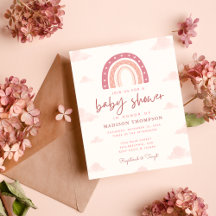 Baby Shower de nubes arcoiris rosas para el Boho P