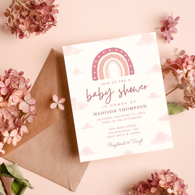 Lámina Baby Shower de nubes arcoiris rosas para el Boho P (Subido por el creador)