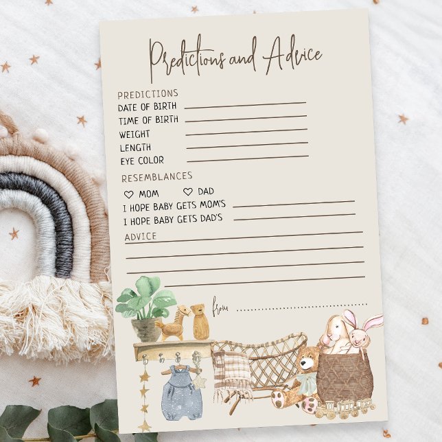 Lámina Baby Shower de Predicciones y Consejos de Enfermer (Predictions and Advice Baby Shower activity - from my Boho Baby Nursery Collection)
