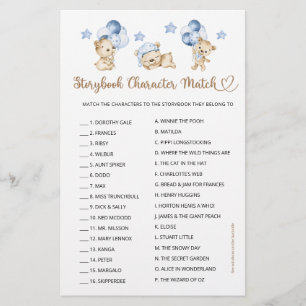 Lámina Baby Shower de Storibook Character Match Bear Boy