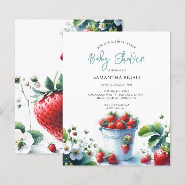 Lámina Baby Shower de verano de acuarela de presupuesto (Anverso / Reverso)