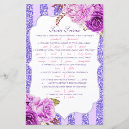 Lámina Baby Shower editable Baby Twin Trivia con respuest