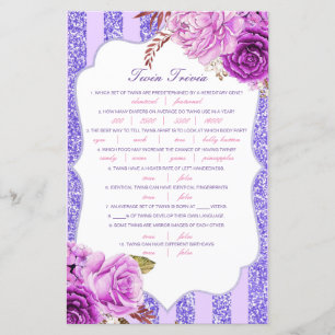 Lámina Baby Shower editable Baby Twin Trivia con respuest