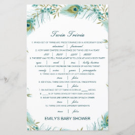 Lámina Baby Shower editable Baby Twin Trivia con respuest