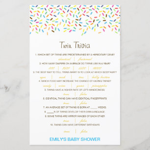 Lámina Baby Shower editable Baby Twin Trivia con respuest