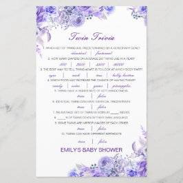 Lámina Baby Shower editable Baby Twin Trivia con respuest