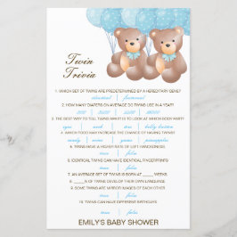 Lámina Baby Shower editable Baby Twin Trivia con respuest