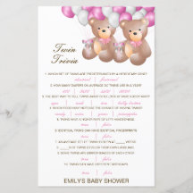 Baby Shower editable Baby Twin Trivia con respuest