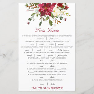 Lámina Baby Shower editable Baby Twin Trivia con respuest