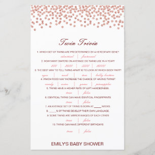 Lámina Baby Shower editable Baby Twin Trivia con respuest