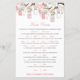 Lámina Baby Shower editable Baby Twin Trivia con respuest