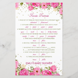 Lámina Baby Shower editable Baby Twin Trivia con respuest