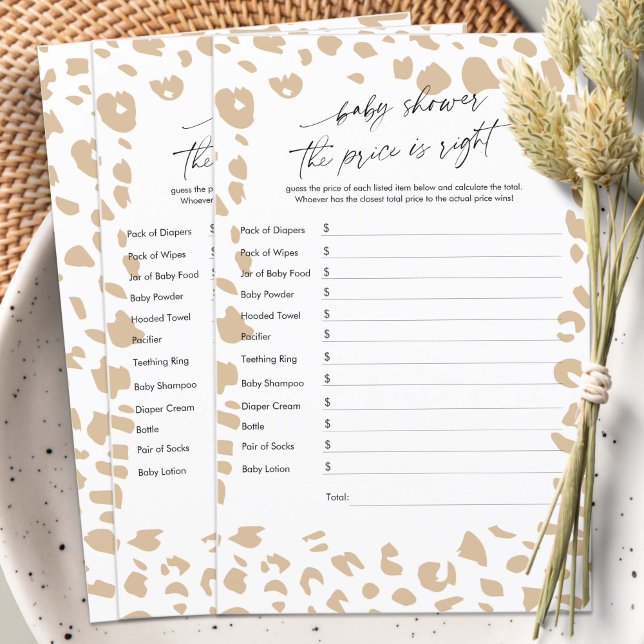 Lámina Baby Shower El precio es correcto, Safari Games (Safari Animal Prints, The Price is Right, Safari Animals Themed baby Shower Game.)