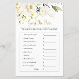 Lámina Baby Shower Floral adivina el juego de los precios