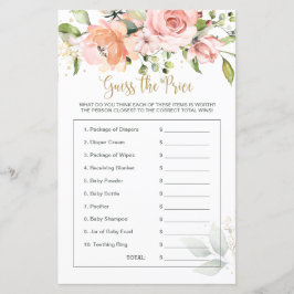 Lámina Baby Shower Floral adivina el juego de los precios
