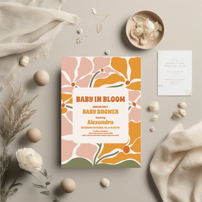 Lámina Baby Shower floral hipoppie Groovy Retro (Subido por el creador)
