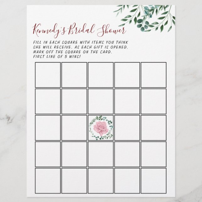 Lámina Baby Shower Game Eucalyptus 2 Sided (Reverso)