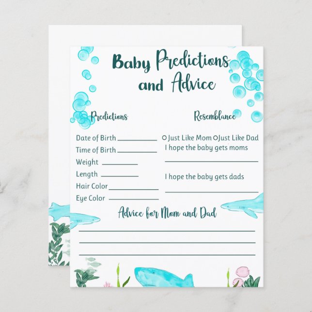 Lámina Baby Shower Keepsake Card Predictions and Advances (Anverso / Reverso)