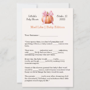 Lámina Baby Shower Mad Libs Actividad de Fiesta diverti