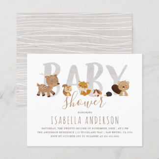 Lámina Baby Shower Neutral de Género de los Animales Wood