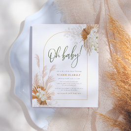 Lámina Baby Shower neutral de género del Boho Pampas del