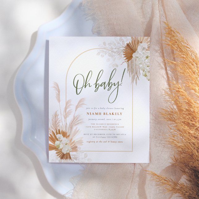 Lámina Baby Shower neutral de género del Boho Pampas del  (Subido por el creador)