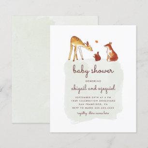 Lámina Baby Shower para animales Woodland
