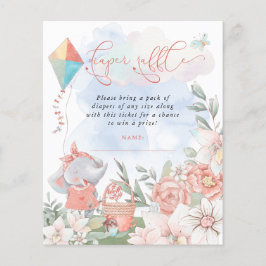Lámina Baby Shower Picnic de Budget Elephant Diaper Raffl