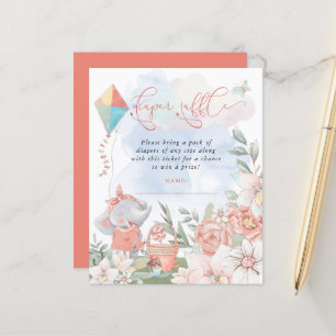 Lámina Baby Shower Picnic de Budget Elephant Diaper Raffl