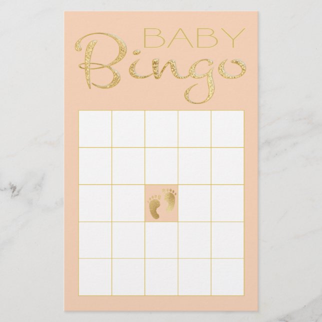 Lámina Baby Shower Pink BINGO "Gold/Pink Classic" (Anverso)